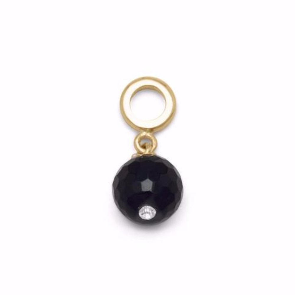 14K Gold Plated Black Onyx Charm Bead